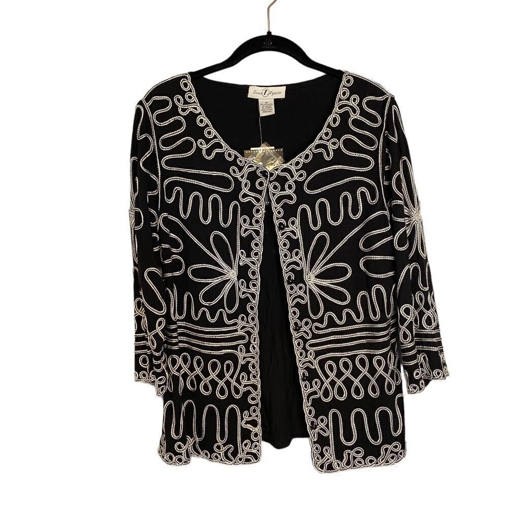 New Once Again Embellished Embroidered Knit Cardigan, size M, button down